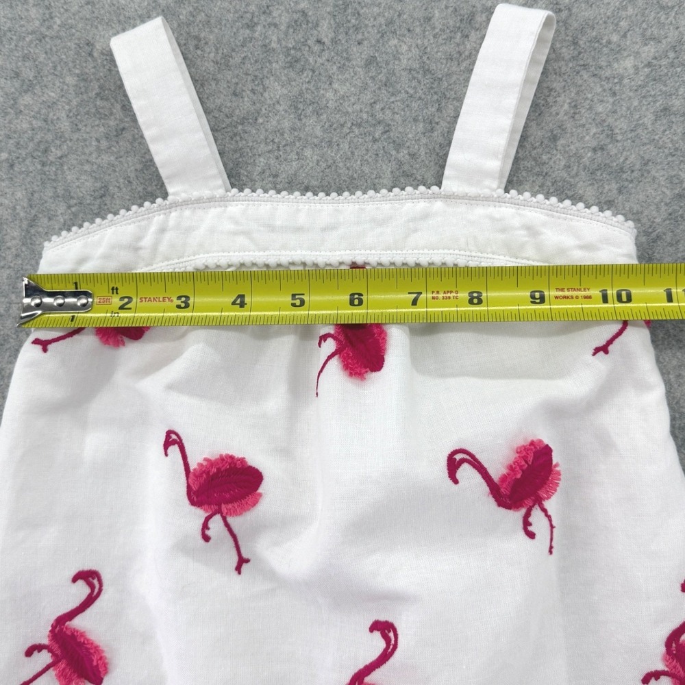 Janie and Jack Girls White Pink Embroidered Flamingo Dress Size 3 Summer Cotton‎ - Picture 5 of 7